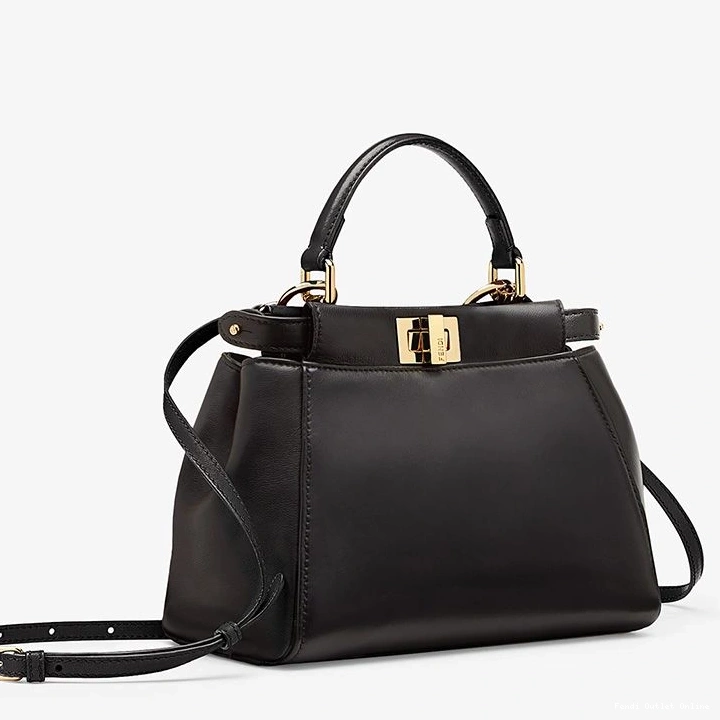 Affordable Handbag Iconic Peekaboo Nappa Fendi Mini In Black Leather 0808